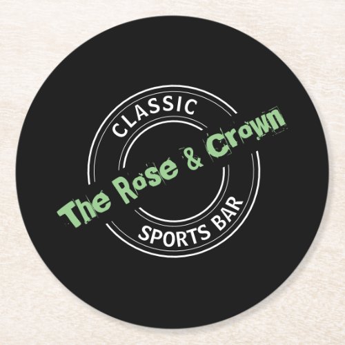 Classic Sports Bar Logo PubBrewery Round Paper Coaster