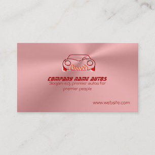 Classic Sports Car on Rose Pink Metallic-effect Business Card