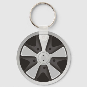 Classic sports car racing wheel used on 911 keychain