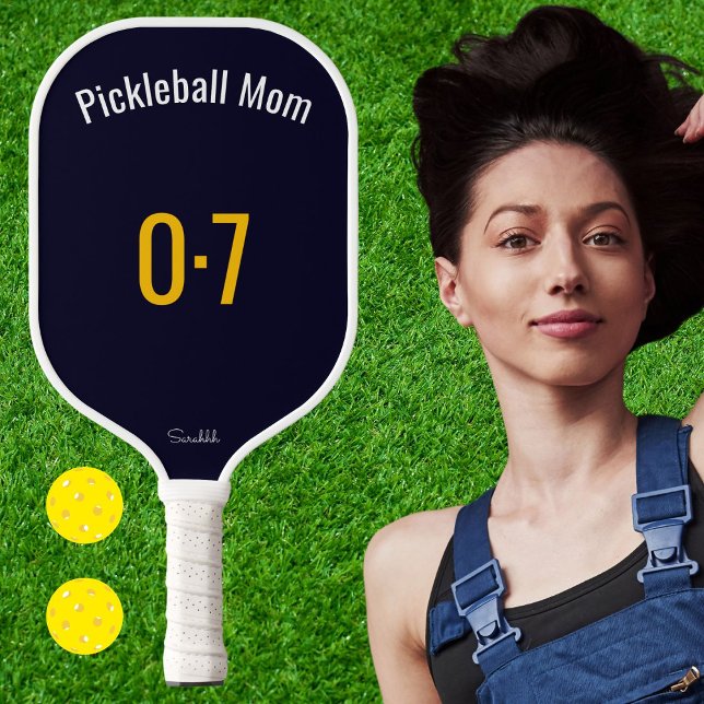 Classic Sporty Pickleball Mom Custom Name Number Carbon Fiber Pickleball Paddle (Creator Uploaded)