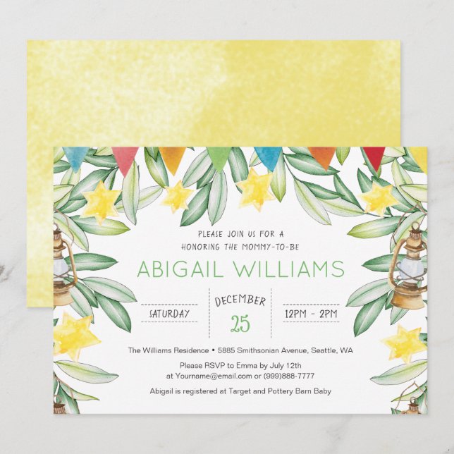 Classic Spring Garden Greenery Baby Shower Invitation (Front/Back)