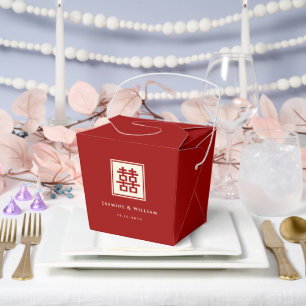 Classic Square Double Happiness Chinese Wedding Favor Boxes