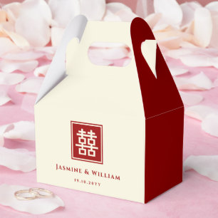 Classic Square Double Happiness Chinese Wedding Favor Boxes