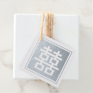 Classic Square Double Happiness Chinese Wedding Fo Foil Favor Tags