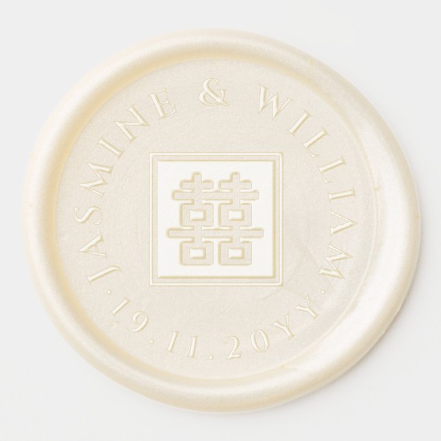 Classic Square Double Happiness Chinese Wedding Wax Seal Sticker (Front)