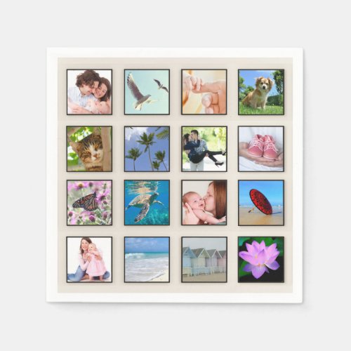 Classic Square Frame Photo Collage Napkins