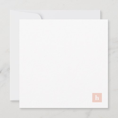 Classic Square Monogram Personalized Pastel Peach Note Card