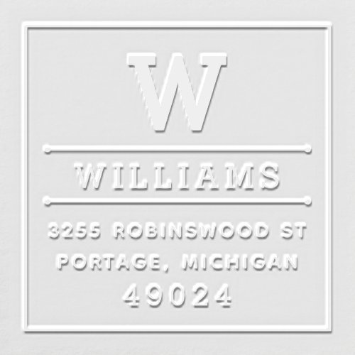 Classic Square Monogram Return Address Embosser