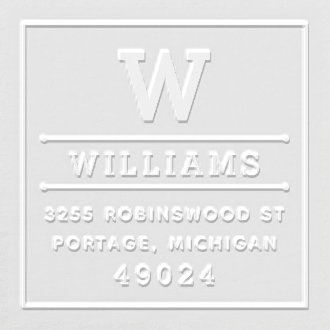 Classic Square Monogram Return Address Embosser (Design)