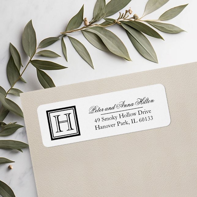 Classic Square Monogram Return Address Labels (Creator Uploaded)