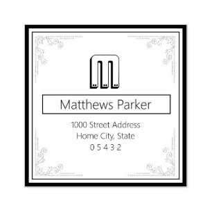 Classic Square Monogram Return Address Rubber Stamp