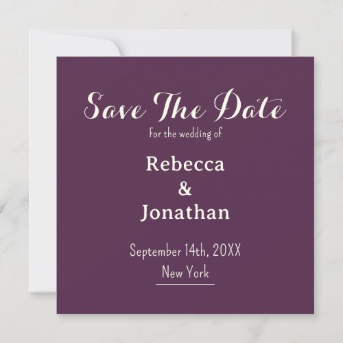 Classic Square Purple Understated Typography Save  Save The Date