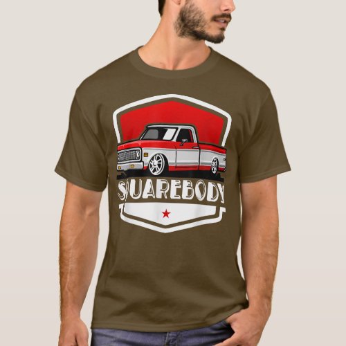 Classic Squarebody Pickup Truck Lowered Automobile T_Shirt