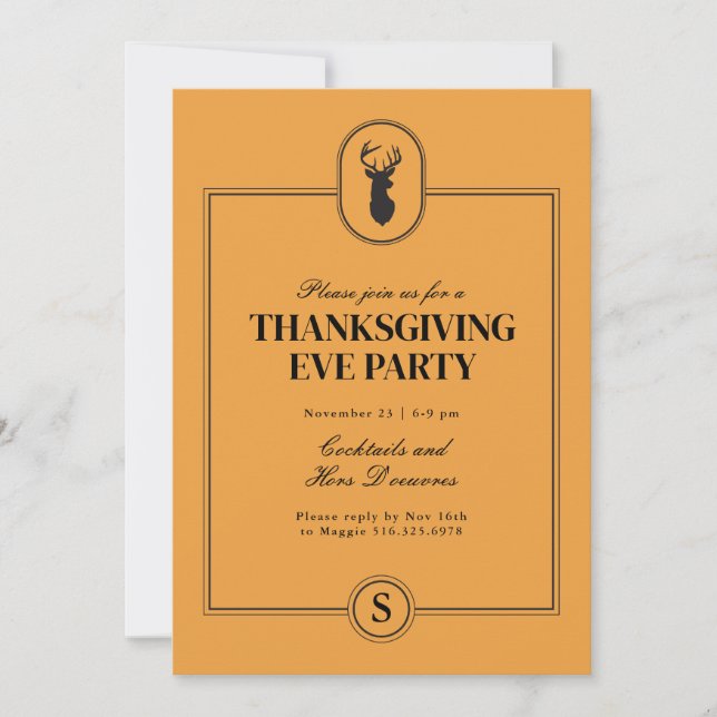 Classic Stag Thanksgiving Eve Party Invitation (Front)
