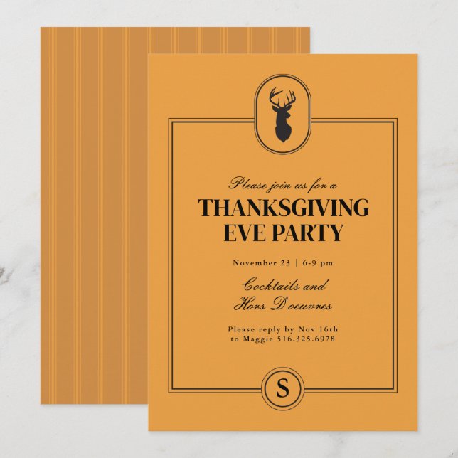 Classic Stag Thanksgiving Eve Pinstripe Invitation (Front/Back)