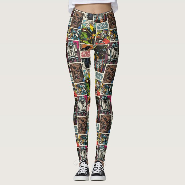 Classic Star Wars Comic Pattern Leggings (Front)