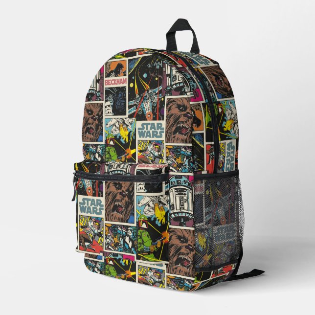 Classic Star Wars Comic Pattern Printed Backpack (Back Corner Right)