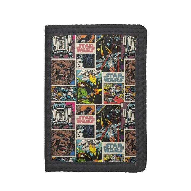 Classic Star Wars Comic Pattern Trifold Wallet (Front Vertical)