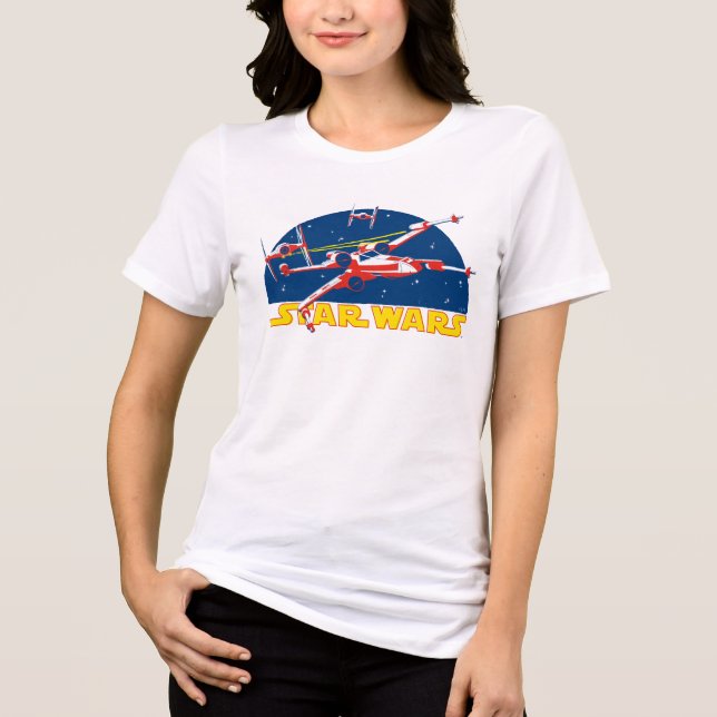 Classic Star Wars X-Wing Battle Decal Tri-Blend Shirt (Front)