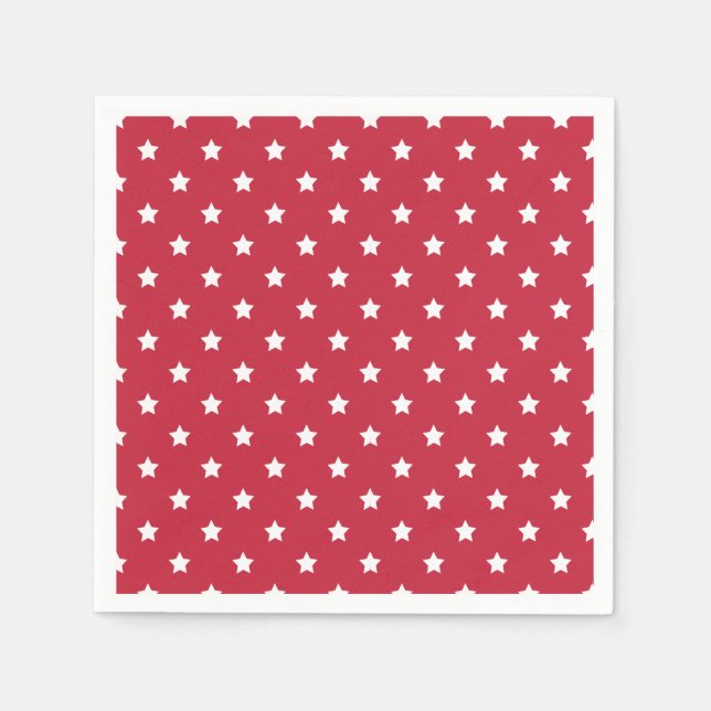 Classic Stars White - Cherry Red Napkins (Front)
