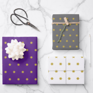 Classic Stars Wrapping Paper Flat Sheet Set of 3