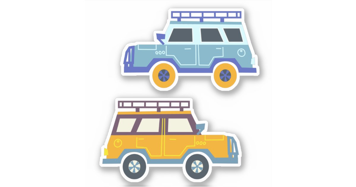 Classic station wagon four wheel drive gold blue sticker | Zazzle