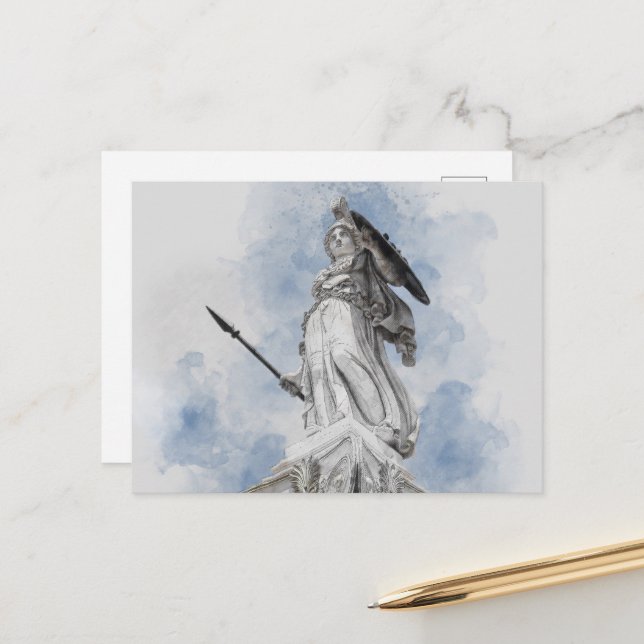 Classic Statue of Athena Postcard – Mythology (Front/Back In Situ)