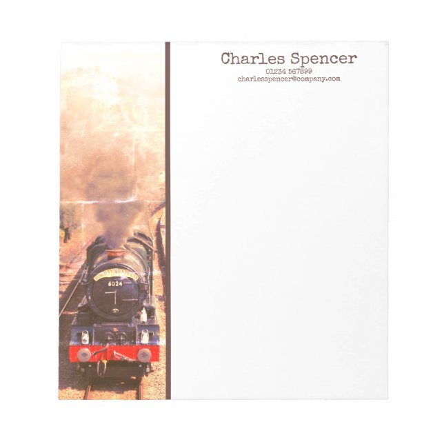 Classic steam loco , GWR King Class, personalised Notepad (Front)