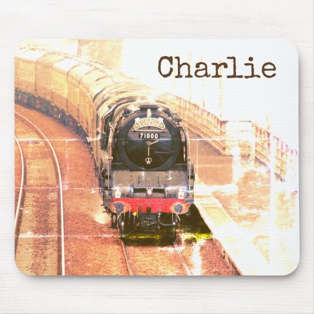 Classic steam loco, on the tracks, with your name. mouse pad (Front)