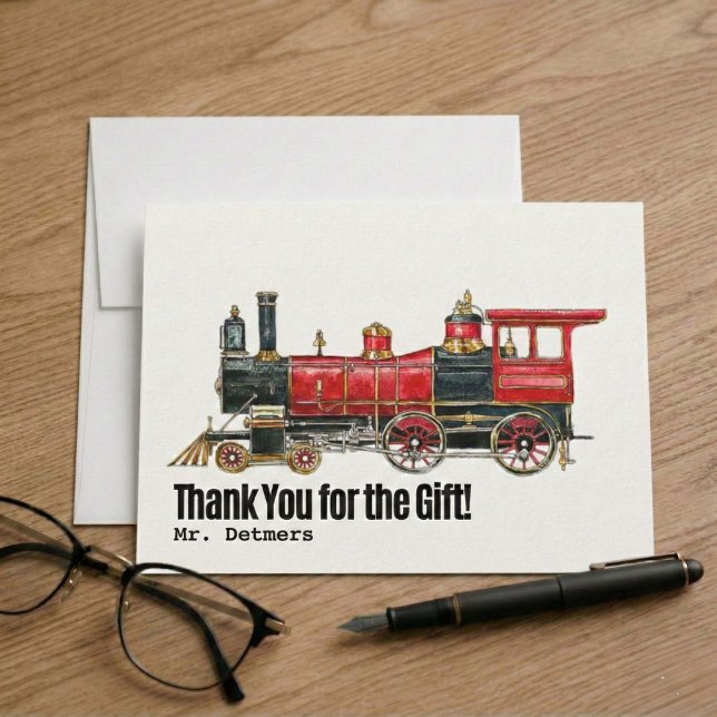 Classic Steam Locomotive Thank You Postcard (Classic Steam Locomotive Thank You Postcard)