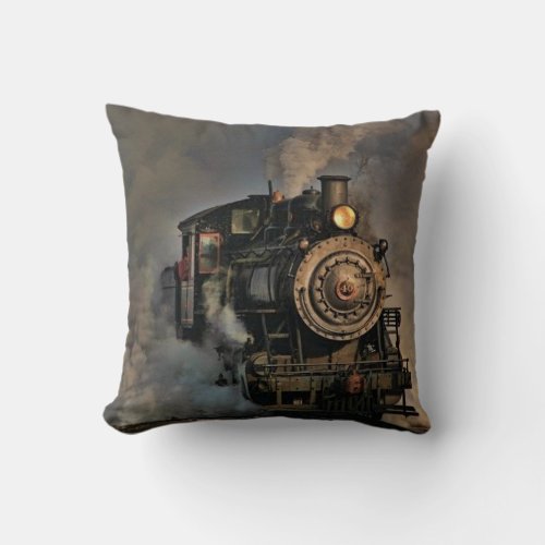 Classic Steam Train Engine Throw Pillow