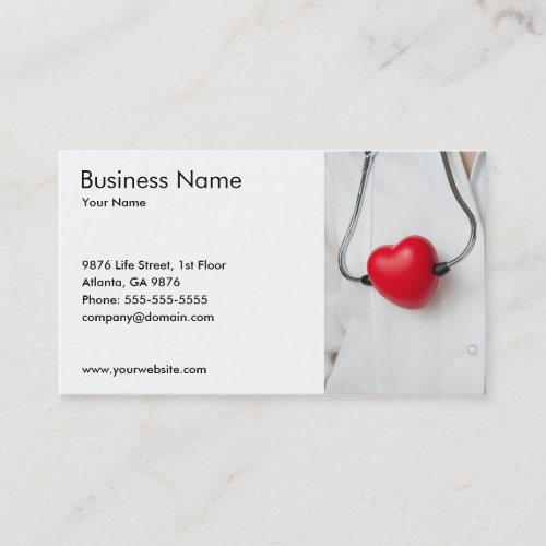 Classic Stethoscope Heart Doctor Red White Business Card