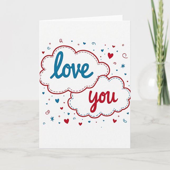 Classic Stitched Love You Card (Front)