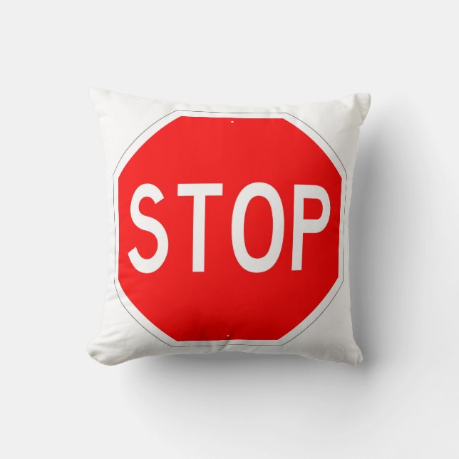Classic STOP Sign Throw Pillow (Front)