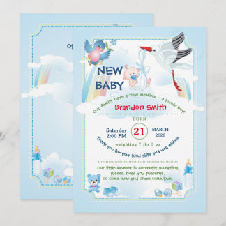 Classic Stork Baby Shower Invitation