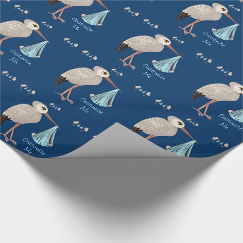 Classic Stork Blue 1 Baby Shower Wrapping Paper