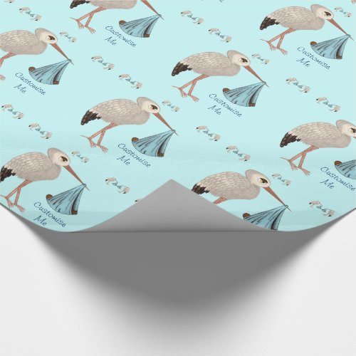 Classic Stork Blue 2 Baby Shower Wrapping Paper