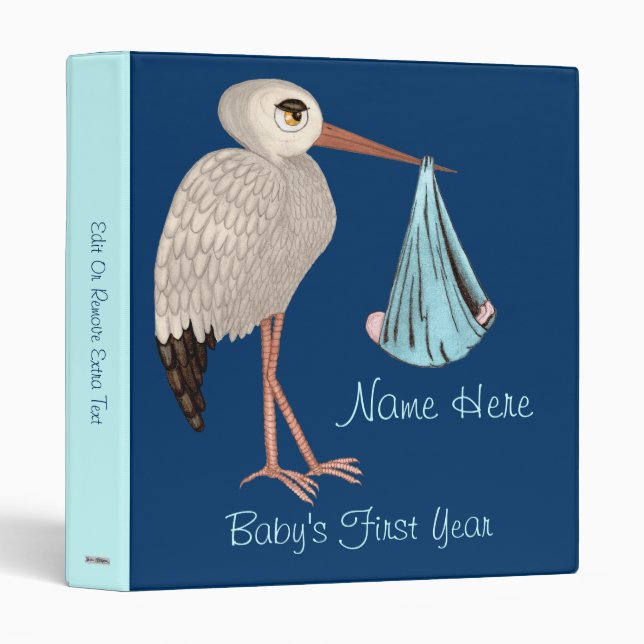 Classic Stork (Blue) (Baby Shower) Binder (Front/Spine)