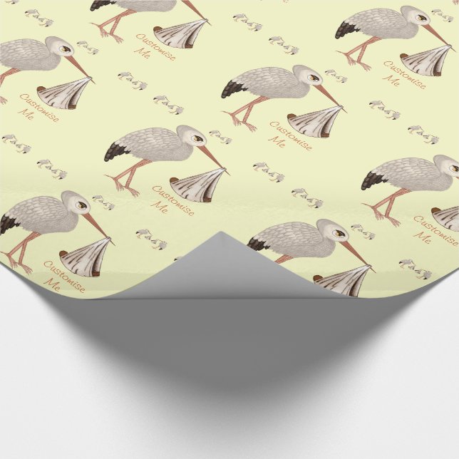 Classic Stork (Neutral) 2 (Baby Shower) Wrapping Paper (Corner)