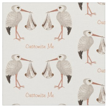 Classic Stork (neutral) 2 Fabric by Lace9lives at Zazzle