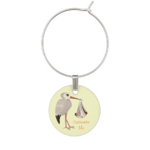 Classic Stork (Neutral) 2 Wine Glass Charm