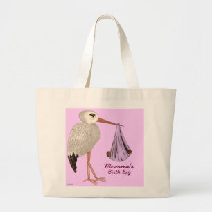 Classic Stork (Pink) 2 (Baby Shower) Large Tote Bag