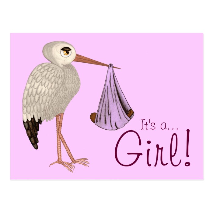 Classic Stork (Pink) 2 (Baby Shower) Postcards