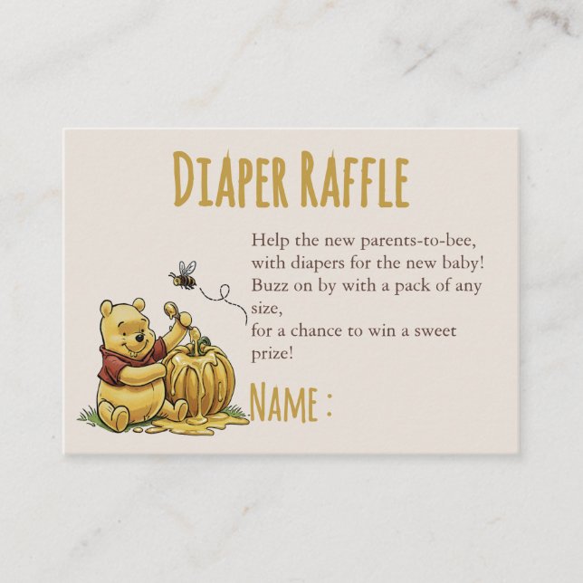 Classic Storybook Bear Baby Shower Diaper Raffle  Enclosure Card (Front)