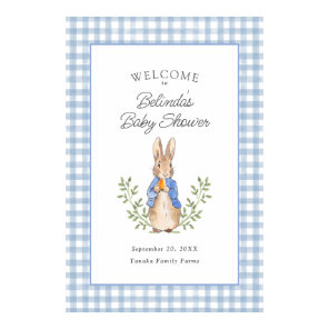 Classic Storybook Rabbit Blue Baby Shower Welcome Poster