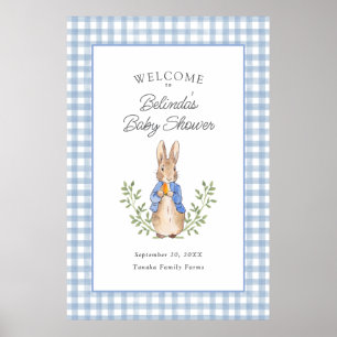 Classic Storybook Rabbit Blue Baby Shower Welcome Poster