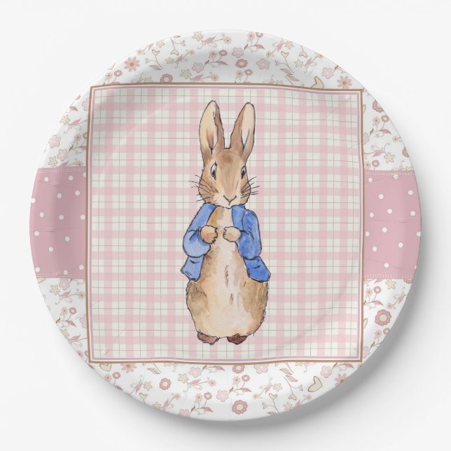 Classic Storybook Rabbit blue jacket Paper Plates (Front)