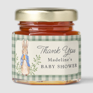Classic Storybook Rabbit Gingham Baby Shower Honey Jar Favors