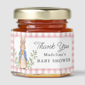 Classic Storybook Rabbit Gingham Baby Shower Honey Jar Favors