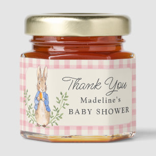 Classic Storybook Rabbit Gingham Baby Shower Honey Jar Favors